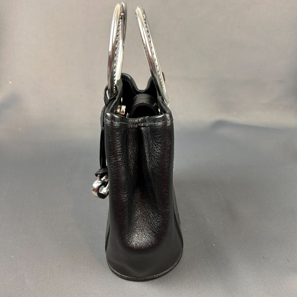 Brighton Corazon Black Embossed Leather Silver Heart Handles NEW - Picture 9 of 16
